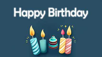 Happy Birthday Candles with Cake Illustration