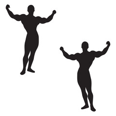 Bodybuilder Silhouette, Bodybuilder Vector Silhouette, Bodybuilder cartoon Silhouette, Boxing illustration, Boxing icon Silhouette, Boxing Silhouette illustration