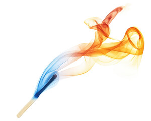 Colorful smoke wave in motion, isolated on white background