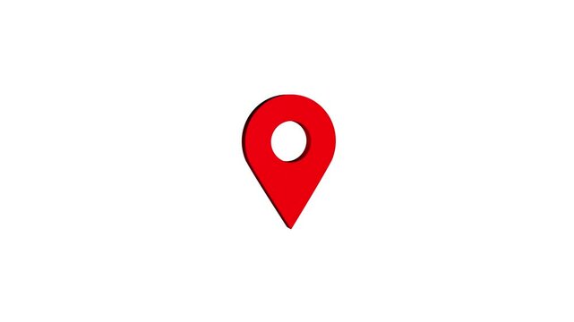 3d Red map pointer location button, GPS place marker, Location symbol on white background.