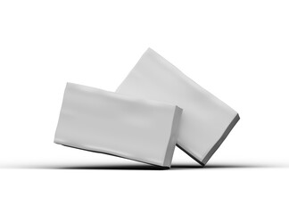 Rendered image of a white rectangular dented box on a light background