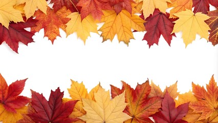 Obraz premium Frame of Colorful Autumn Maple Leaves on a White Background