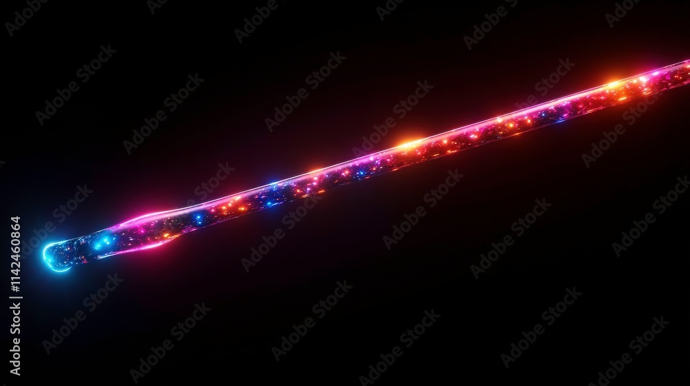 Aufkleber colorful glowing light trail with sparkling effects against a dark background, creating a mesmerizin