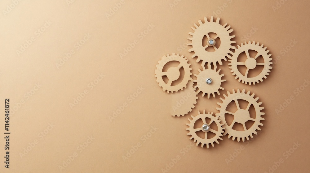 Poster minimalist gears mechanism showcasing business process automation