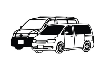 Auto Van Line Art Silhouette Vector