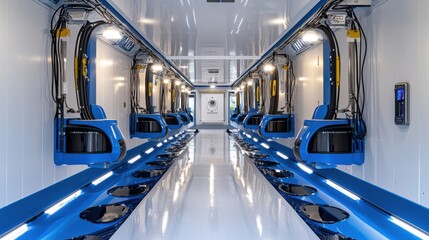 Obraz premium Sleek and Efficient Interior of a Futuristic Commuter Train Carriage