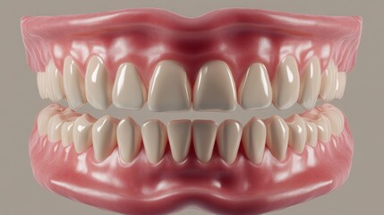 Obraz premium Close-up of a full set of healthy-looking teeth.