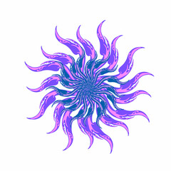 abstract purple and blue floral design ornament on white background