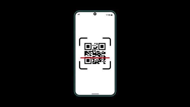 Smartphone Scanning QR Code ,QR code or bar code scanning on smartphone on black background.