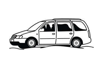 Auto Van Line Art Silhouette Vector