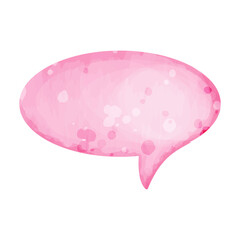 Pink speech bubble.Cute vector illustrations in watercolor style