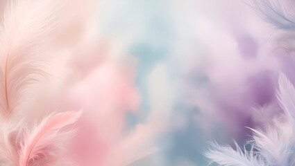 Obraz premium Pastel watercolor background with delicate feathers.