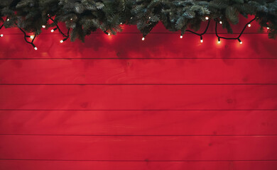 Red Christmas and Happy New Year background for 2025 celebration. 