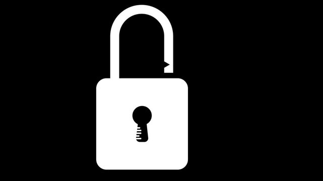 Padlock Unlock Animation Engaging Visuals for Security, Access, and Authentication in User Interface and Design Projects on black background.