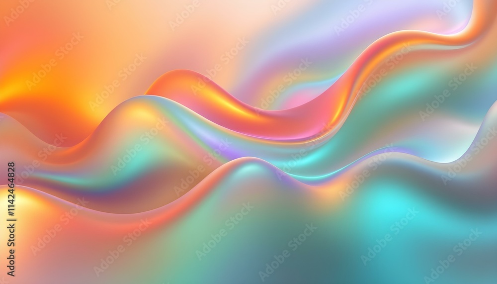 Poster Abstract pastel colors 3d wave background. Abstract background in soft pastel colors. 3D render abstract light blue curve frosted glass pattern with a gradient color on a blue background