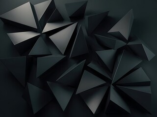Fototapeta premium Dark 3d triangular low poly shapes abstract background vector minimal geometric poster design