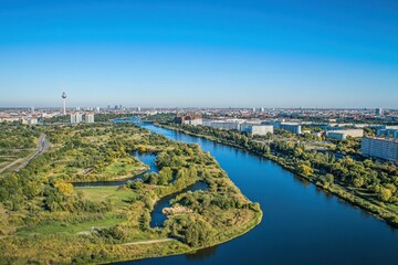 Aerial View of Berlin's Scenic River and Landscape