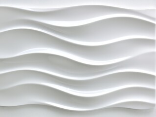 Obraz premium A textured white wall panel featuring flowing wave patterns, adding a modern touch to interior design.