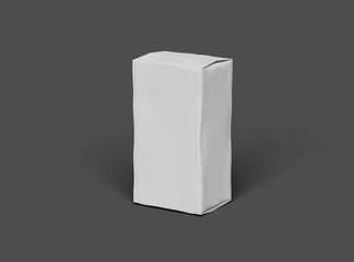 Rendered image of a white rectangular dented box on a dark background
