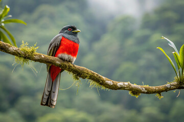 It is a bird with the red chest