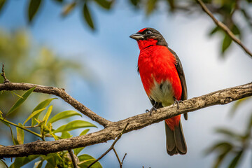 Obraz premium It is a bird with the red chest