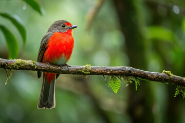 It is a bird with the red chest