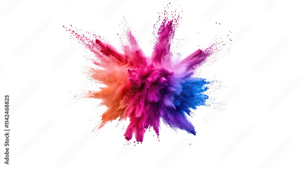 Poster abstract explosion of color: a vibrant burst of color explodes against a white background, capturing