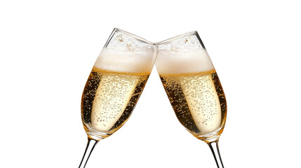 Cheers to Celebration: A toast to success, two champagne flutes clink in a celebratory gesture of good times, friendship, and achievement.  