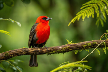 Obraz premium It is a bird with the red chest