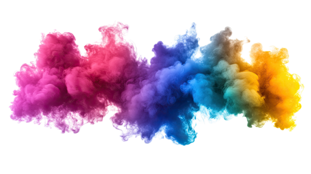 Abstract Rainbow Burst: A vibrant explosion of colorful smoke, like a burst of energy, creates an abstract, artistic masterpiece.