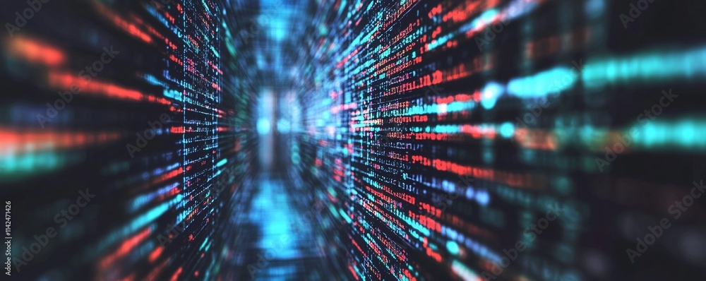 Aufkleber Programming code forming a tunnel of data flowing into digital space
