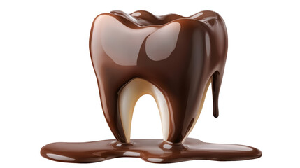 Obraz premium A tooth dipped in rich, dark chocolate. Sweet temptation!