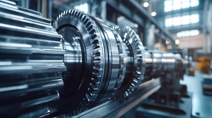 Industrial gears rotating smoothly in modern factory setting