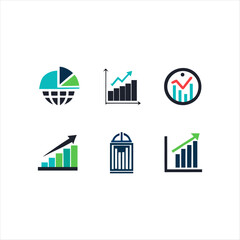 Fototapeta premium Set of Modern Accounting Logo Designs with Bar Graphs, Skyscrapers, and Upward Trends