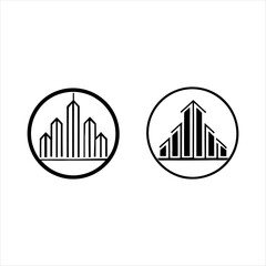 Set of Modern Accounting Logo Designs with Bar Graphs, Skyscrapers, and Upward Trends