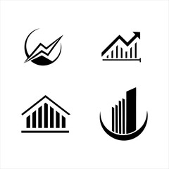 Set of Modern Accounting Logo Designs with Bar Graphs, Skyscrapers, and Upward Trends