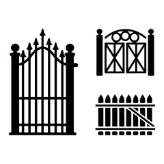 Decorative wrought fences and gates vector set