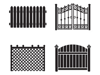 Decorative wrought fences and gates vector set