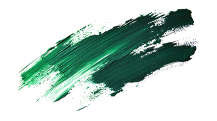 Brush stroke with green paint isolated on white & transparent a background.
