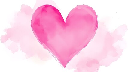 A pink watercolor heart on a light pink, textured background