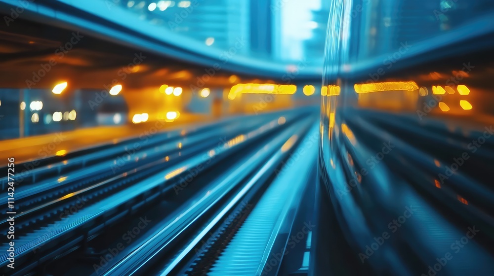 Poster a close-up of a high-speed rail track with precision-engineered rails and sleepers, emphasizing adva