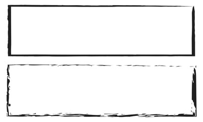  Grunge square and rectangle frames. Ink empty black boxes set. Rectangle borders collections. Square empty borders. Vector illustration. Hand drawn black borders on a white background. 66