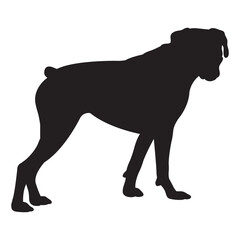Boxer dog Silhouette, Boxer dog Vector Silhouette, Boxer dog cartoon Silhouette, Boxer dog illustration, dog icon Silhouette, Boxer dog Silhouette illustration