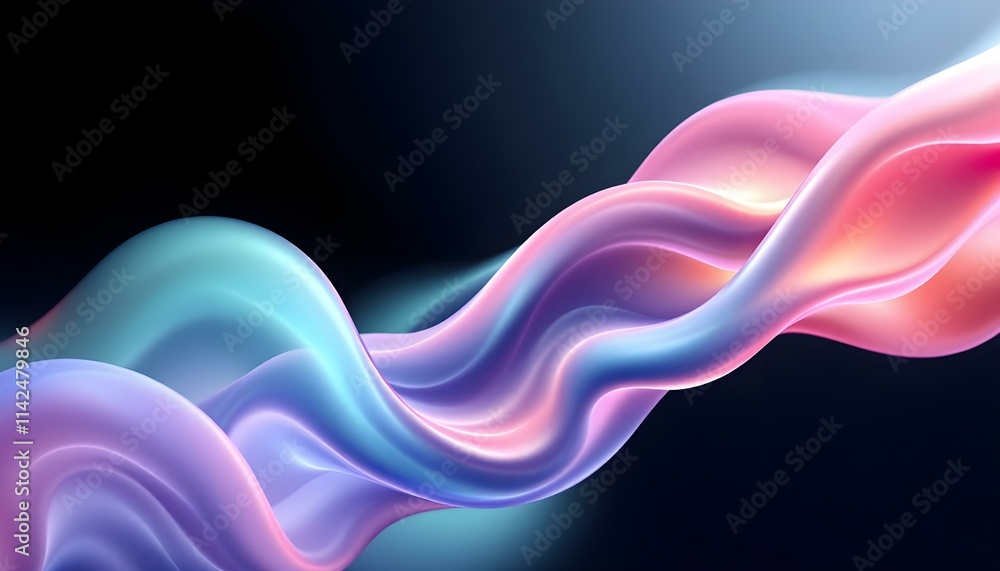 Poster Abstract pastel neon holographic blurred grainy gradient background texture. Colorful digital grain soft noise effect pattern. Colorful iridescent holographic wave pattern background
