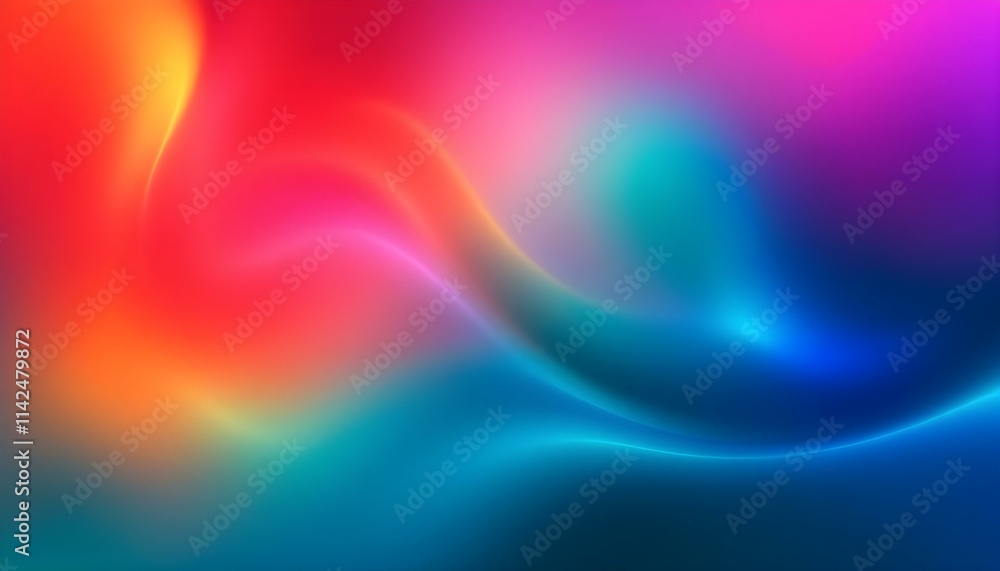 Aufkleber Abstract pastel neon holographic blurred grainy gradient background texture. Colorful digital grain soft noise effect pattern. Colorful iridescent holographic wave pattern background