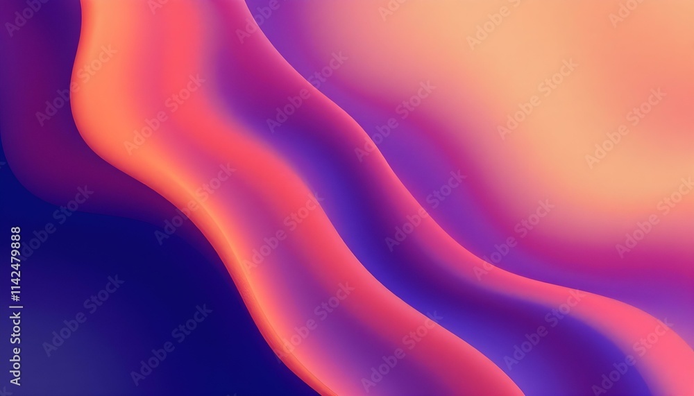 Poster Abstract pastel neon holographic blurred grainy gradient background texture. Colorful digital grain soft noise effect pattern. Colorful iridescent holographic wave pattern background