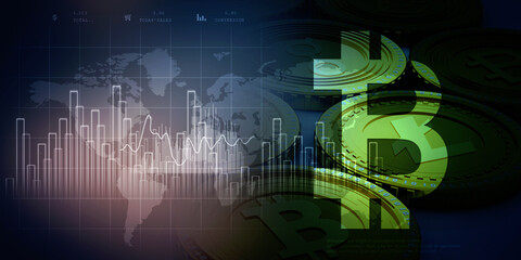 2d illustration bitcoin sign currency