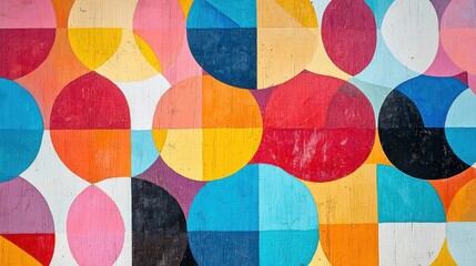 A vibrant geometric circle pattern with varying sizes and colors, creating a playful and energetic feel