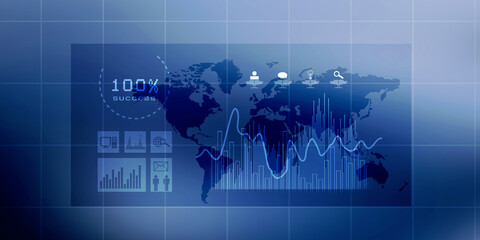 2d illustration Stock market online business concept. business Graph 