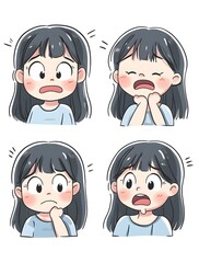 A Girls Diverse Emotional Expressions Are Shown In This Illustration